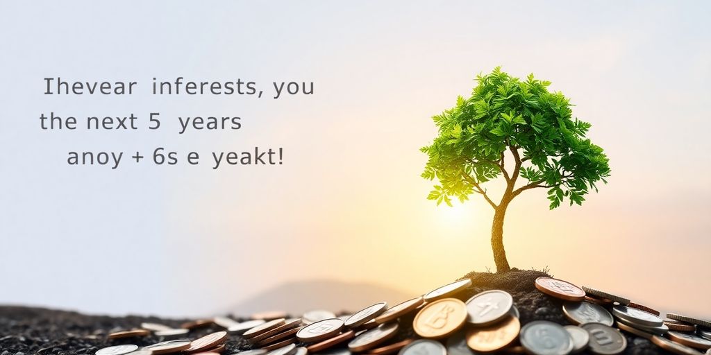 Finanzlandschaft mit Baum und Münzen, für Geldanlage.