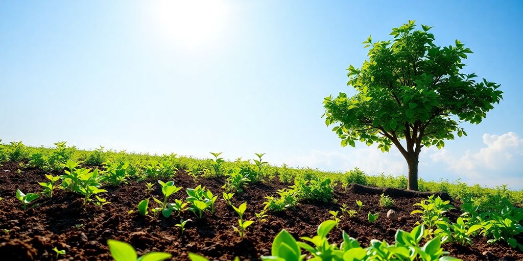 Grüner Baum in einer sonnigen Landschaft für nachhaltigen Erfolg.