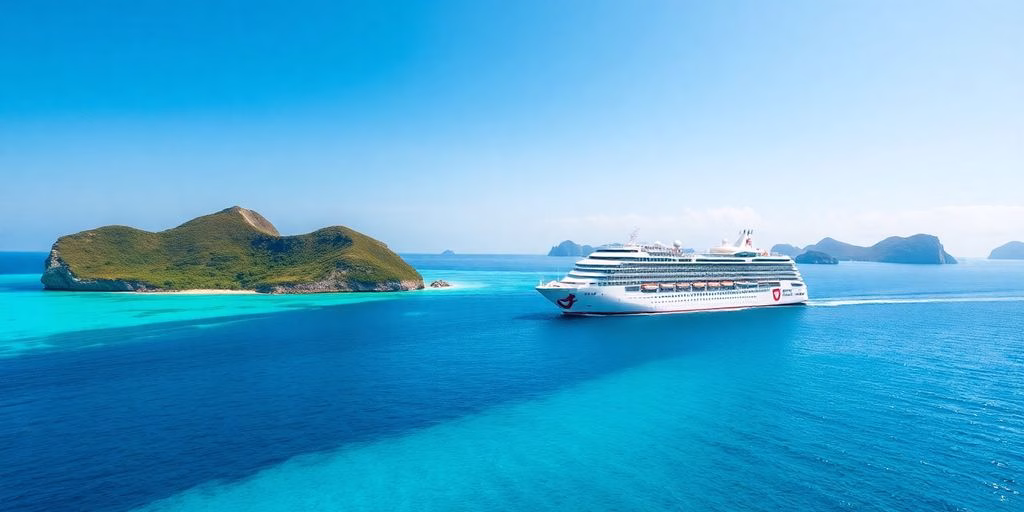 Kreuzfahrtschiff von TUI auf blauem Wasser.