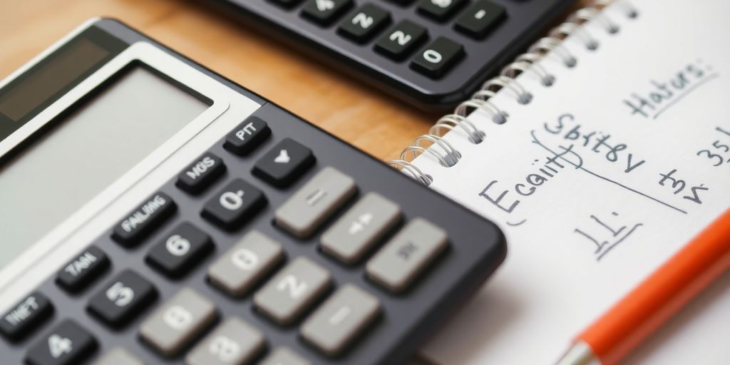Finanzrechner und Notizblock zur Eigenkapitalquote
